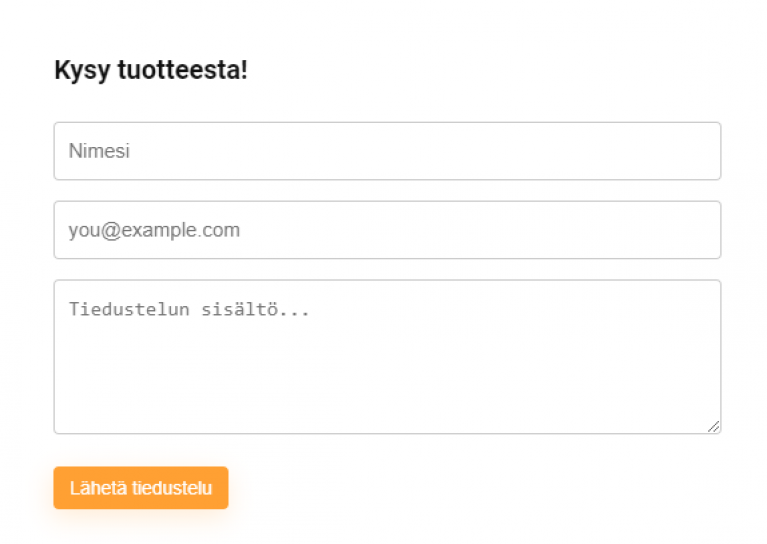 Asiakas voi kysyä tuotteesta tuotesivulla.