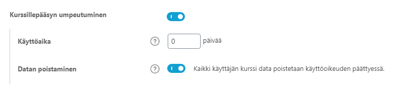 Tietosuojan näkökulmasta on hyvä kertoa, miten kurssilaisten data poistetaan.