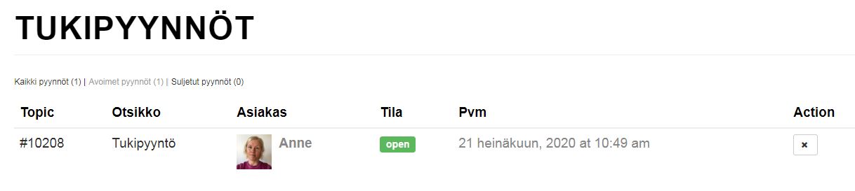 Asiakkaan tukipyyntö verkkokaupassa.
