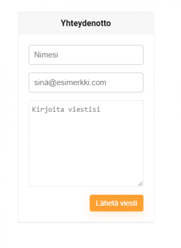 Asiakas voi ottaa yhteyttä kauppasivun lomakkeella.