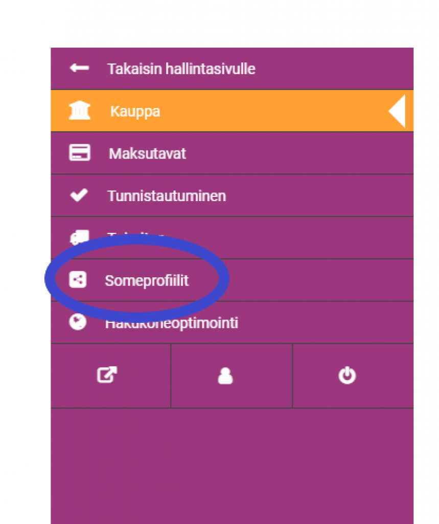 Somekanavat asetetaan Alusen verkkokauppoihin kaupan hallintasivulta.