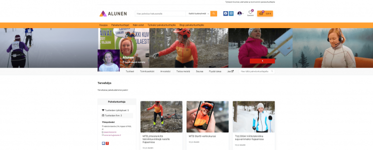 Alusen liikuntapalvelut, verkkokurssit ja lähipalvelut, verkkokaupassa.