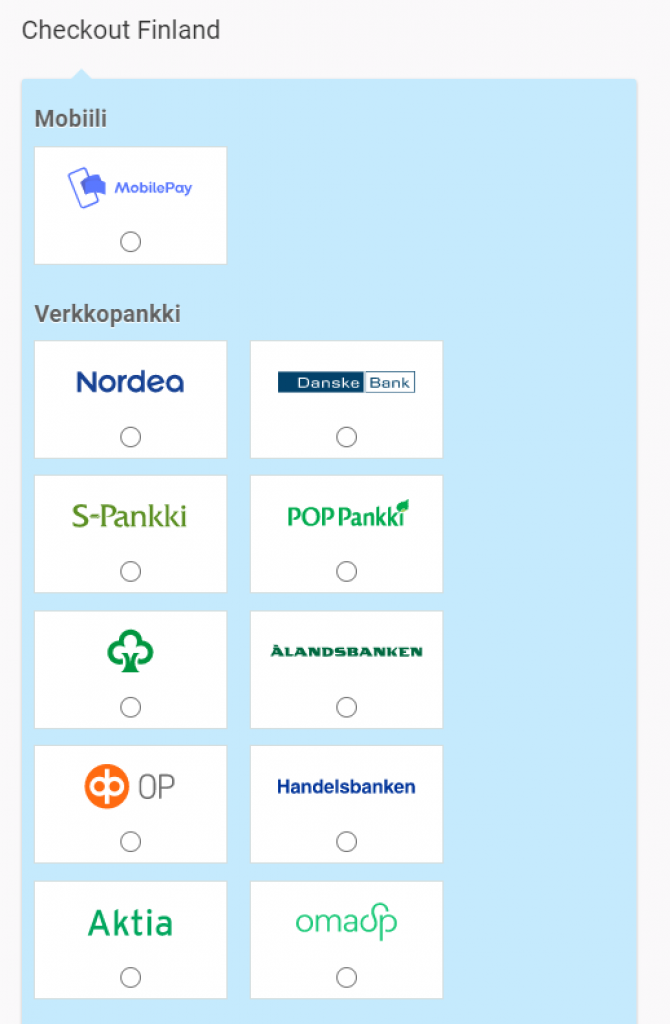 Suosituimmat maksutavat Alusen verkkokaupassa.